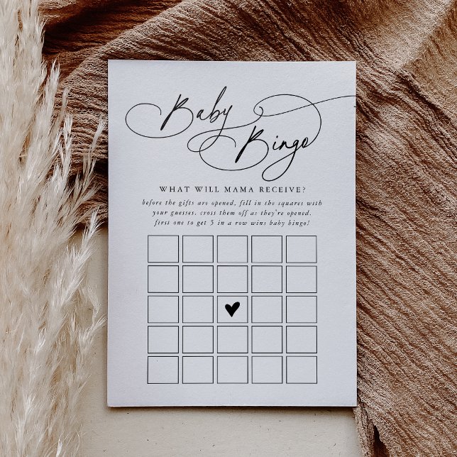 DARCY Schwarz-weiß Baby Bingo Baby Duschkarte Einladung (DARCY Black White Baby Bingo Baby Shower Game Card)