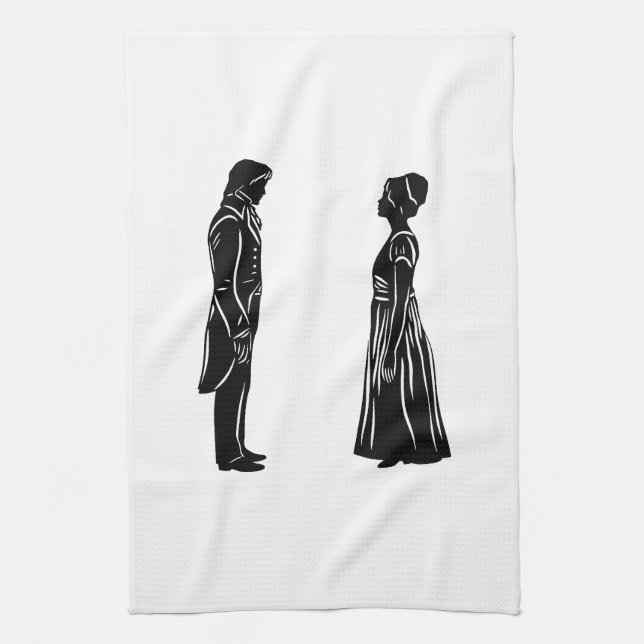 Darcy und Lizzy Silhouette Geschirrtuch (Vertikal)