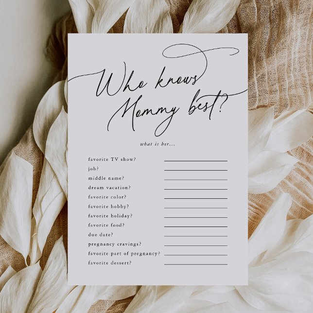 DARCY Wer Mommy Best Baby Shower Game Card kennt Einladung (DARCY Who Knows Mommy Best Baby Shower Game Card)