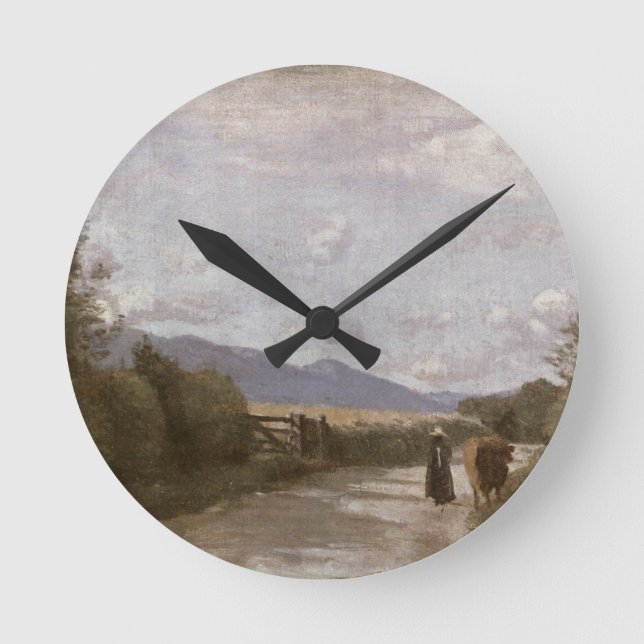 Dardagny, Morning, c.1853 (Öl auf Leinwand) Runde Wanduhr (Vorderseite)