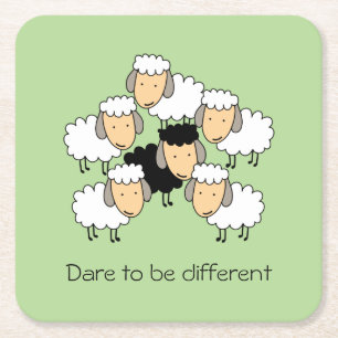 Dare to be Different Black Sheep Rechteckiger Pappuntersetzer