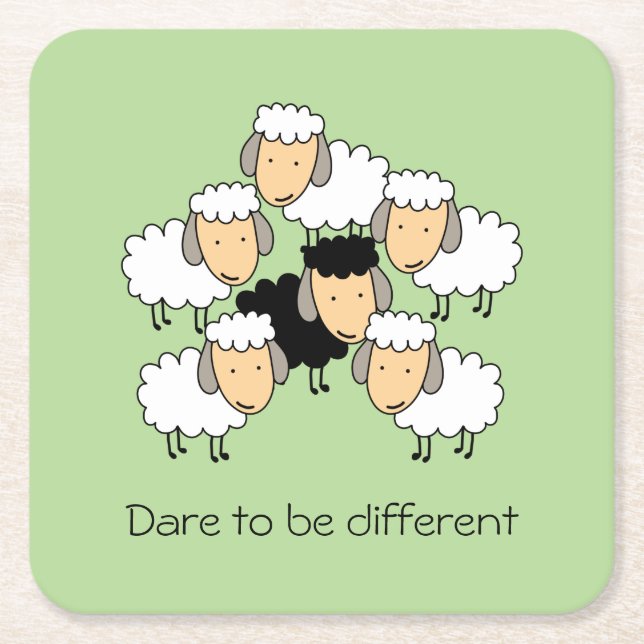 Dare to be Different Black Sheep Rechteckiger Pappuntersetzer (Vorderseite)