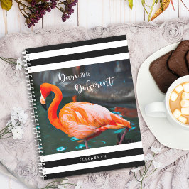 Dare to be Different Flamingo Schwarz-weiße Streif Notizbuch