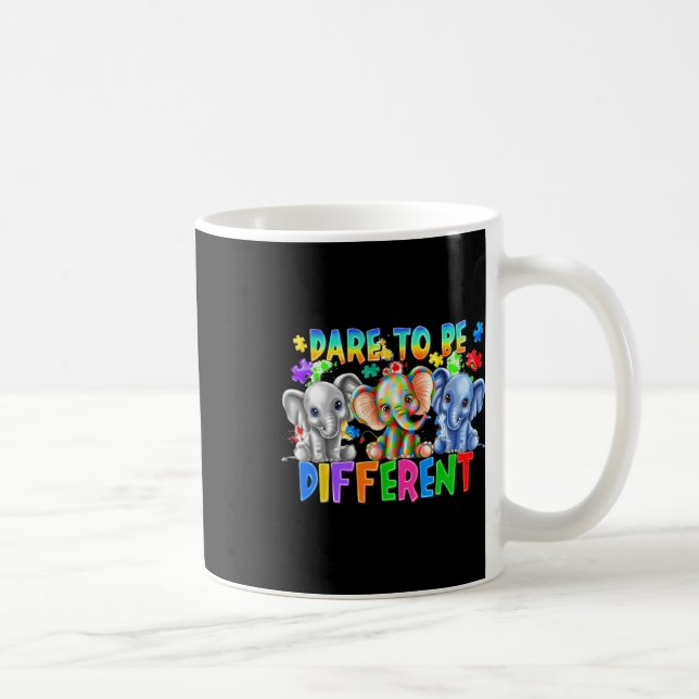 Dare to be Different Niedlich Elephant Autismus Aw Kaffeetasse (Rechts)