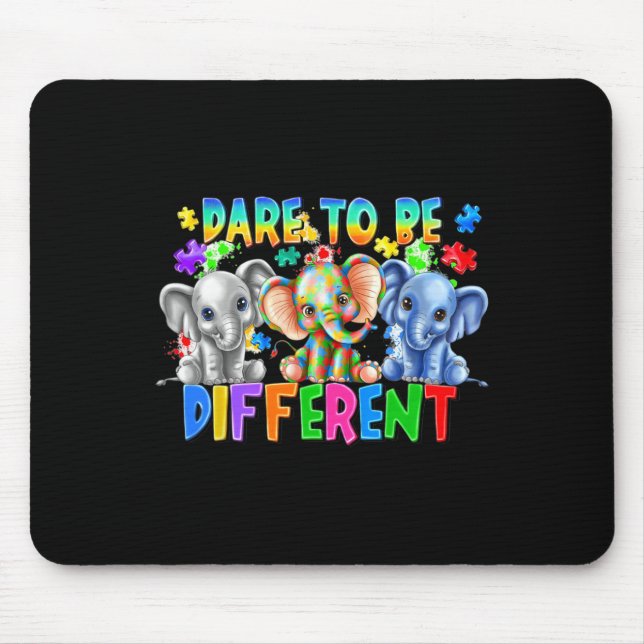 Dare to be Different Niedlich Elephant Autismus Aw Mousepad (Vorne)