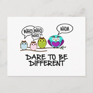 DARE TO BE DIFFERENT - OWLS POSTKARTE
