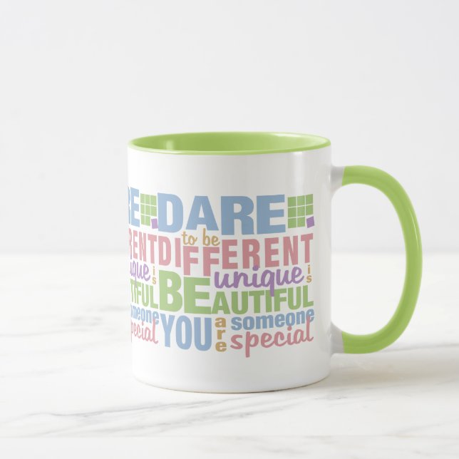 Dare To Be Different Tasse - wählen Sie Stil & Far (Rechts)