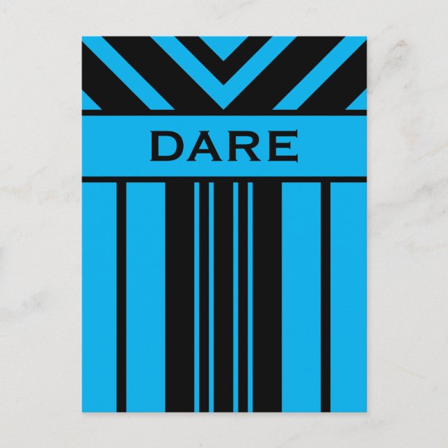 Dare Vibrant Blue and Black Stripes & Chevrons Postkarte (Vorderseite)