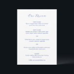 Daria Cobalt Blue Modern Wedding Menükarte<br><div class="desc">Modernes Hochzeitsmenü mit dem Titel und dem Monogramm in einem eleganten Skript.</div>