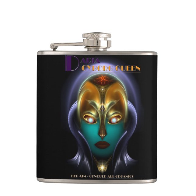 Daria Cyborg Queen 6oz Vinyl Wrapped Flask Flachmann (Vorderseite)