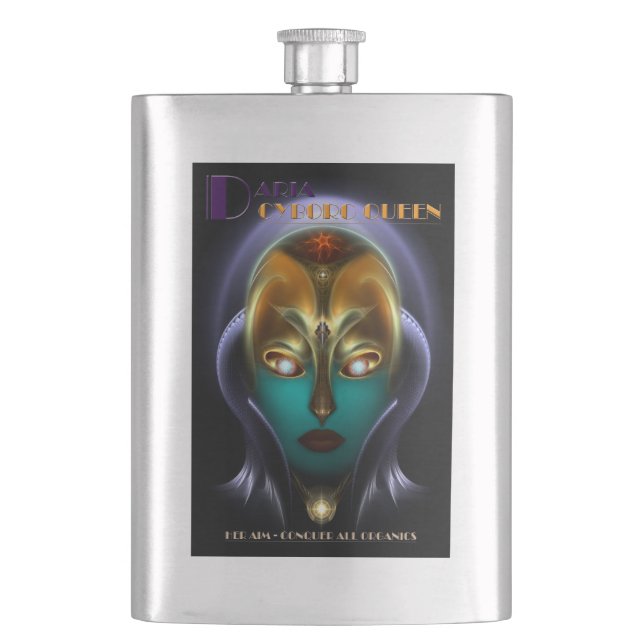 Daria Cyborg Queen 8oz Steel Flask Flachmann (Vorderseite)