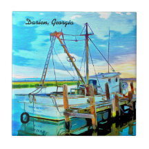 Darien Shrimp Boat Flotte mit Darien, Georgia Text