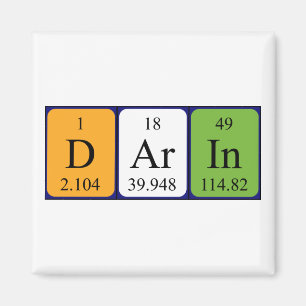 Darin periodischer Tabellenname-Magnet Magnet