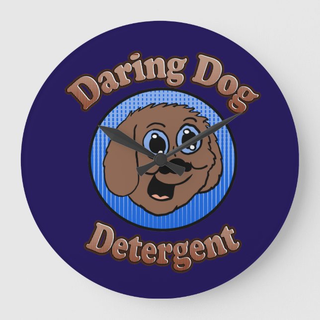 Daring Dog Detergent Große Wanduhr (Vorderseite)