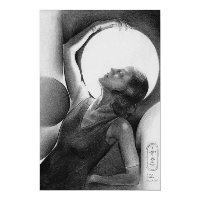 Darja Collin under the Moon – Art Deco Dancer Poster (Vorderseite)