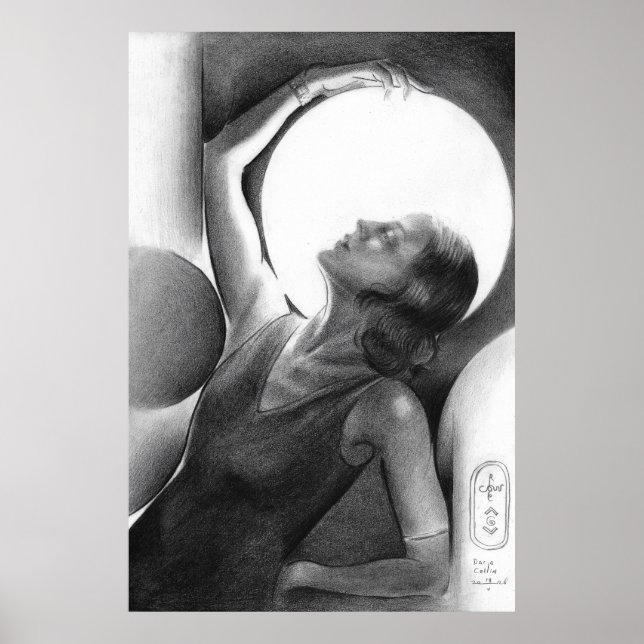 Darja Collin under the Moon – Art Deco Dancer Poster (Vorne)