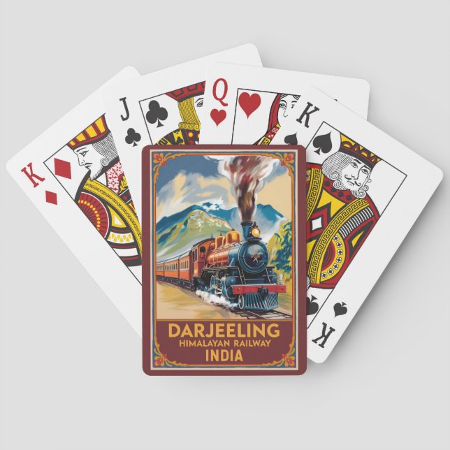 Darjeeling India Train Painterly Travel Art Retro Spielkarten (Rückseite)