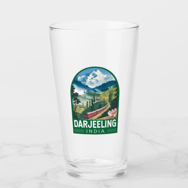Darjeeling India Travel Art Emblem Glas (Vorderseite)