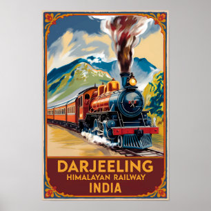 Darjeeling Indien Zug Malerische Reise Kunst Retro Poster