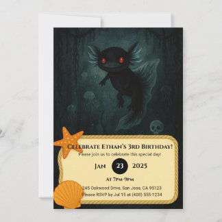 Dark Abyss Axolotl Birthday  Einladung