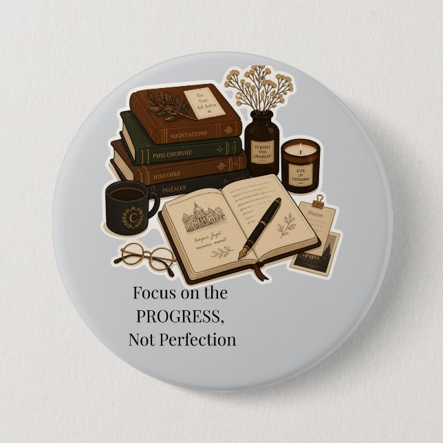 Dark Academia Ästhetik-Studienplaner  Button (Vorderseite)