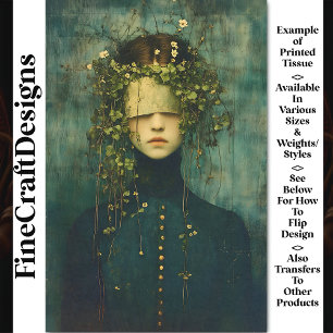 Dark Academia Botanic Abbildung BD7 Decoupage Seidenpapier