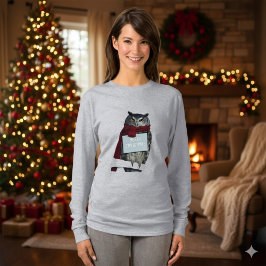 Dark Academia Christmas Owl Merry T-Shirt