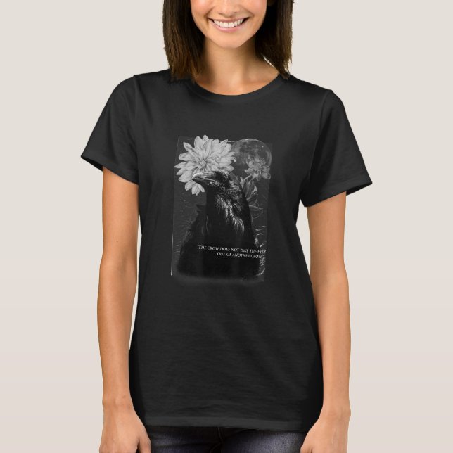 Dark Academia Crow Viking Raven Norse Pagan Black T-Shirt (Vorderseite)