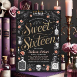 Dark Academia Floral 16 . Geburtstag Geburtstag Einladung<br><div class="desc">Mit dieser gotisch-inspirierten Einladung laden Sie Ihre Gäste zu einem wunderschönen 16 . Geburtstag-Fest ein. Dieses Design mit dunklen Blumen, Vintager Typografie und Illustrationen von Raben und Kerzen Set die perfekte Stimmung für ein Party zum Thema "Dark Academia". Passen Sie diese Einladung einfach mit Ihren Veranstaltungsdetails an, um einen einzigartigen...</div>