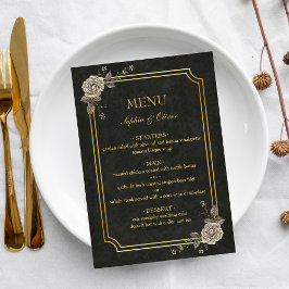 Dark Academia Gothic Elegant Wedding Menu Menükarte