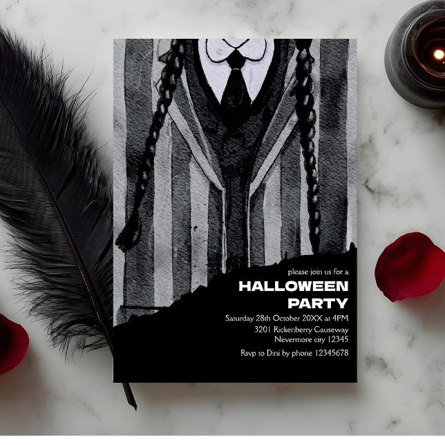 Dark Academia Gothic Schoolgirl Halloween-Party Einladung (Von Creator hochgeladen)