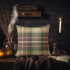 Dark Academia Green und Brown Kariert Design Kissen