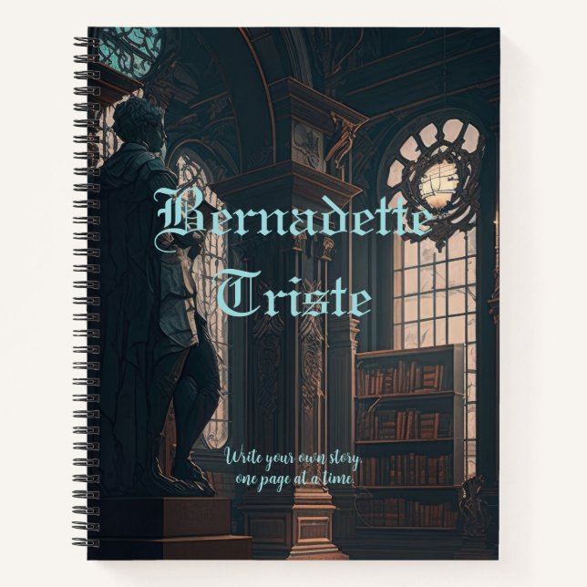 Dark Academia Library Books Vibes Name Sentiment Notizbuch (Vorderseite)
