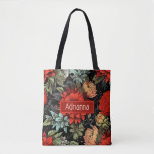 Dark Academia Maximalist Red Dahlia Floral Tasche