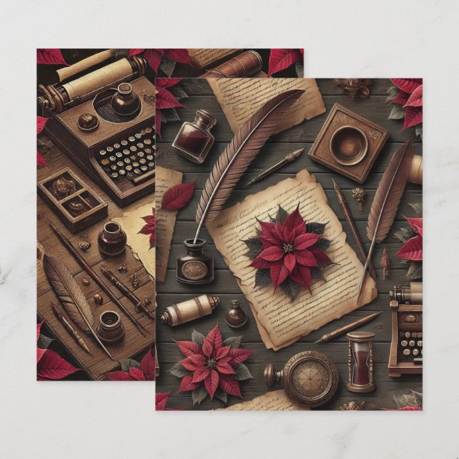 Dark Academia Poinsettia Desk Scrapbook (Vorne/Hinten)