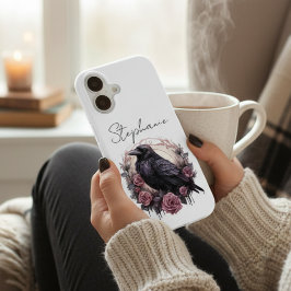 Dark Academia Raven Mauve Floral iPhone 16 Hülle