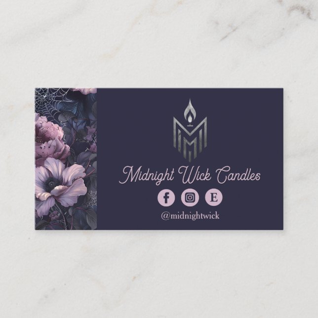 Dark Academia Rose und Spiderwebs Business Card Visitenkarte (Vorderseite)