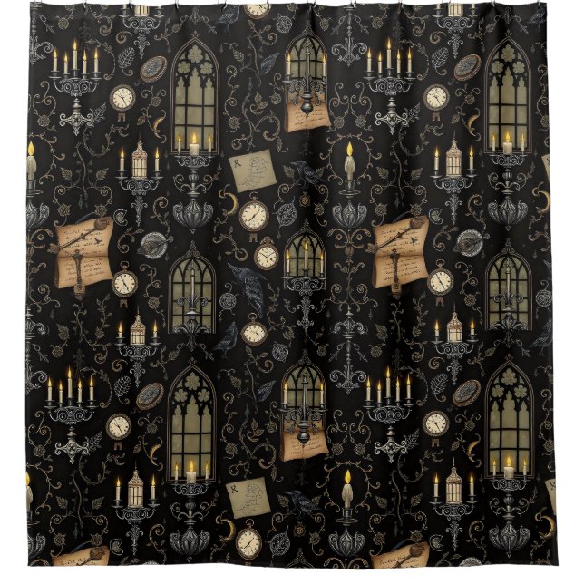 Dark Academia Showvorhang - Moody & Scholarly Duschvorhang (Vorderseite)