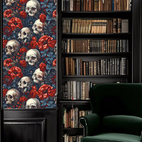 Dark Academia Skulls mit Crimson und Blumen