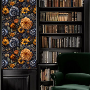 Dark Academia Snails mit Blue & Peach Blume Tapete