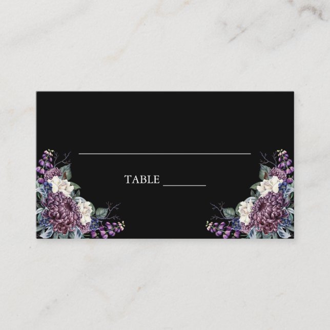Dark Aesthetic Goth Wedding Bouquet Platzkarte (Vorderseite)