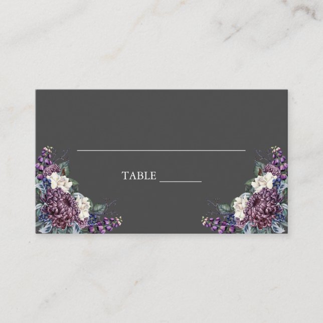 Dark Aesthetic Goth Wedding Bouquet Platzkarte (Vorderseite)