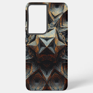 Dark Amber Crystalline Star Fractal - Geometric Samsung Galaxy Hülle