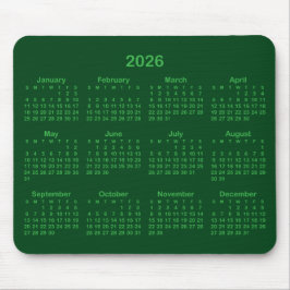Dark and Kelly Green 2026 Calendar Mousepad