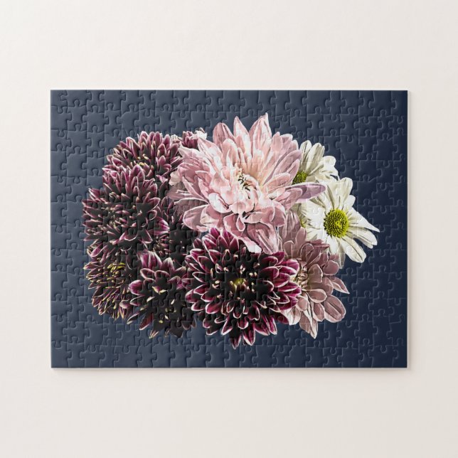 Dark and Light Mums and Daisies (Horizontal)