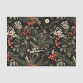 Dark and Moody Christmas Berries and Foliage Seidenpapier