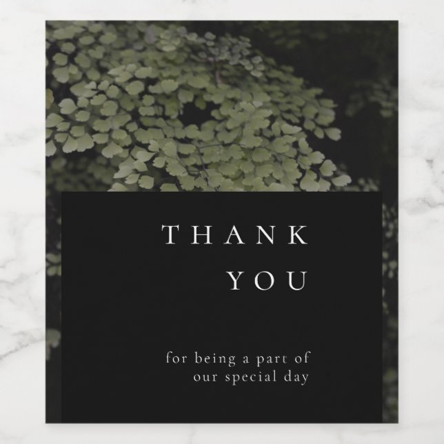 Dark and Moody Ferns Modern Favor Sticker Weinetikett (Einzelnes Label)