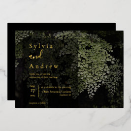 Dark and Moody Ferns Modern Wedding Foil laden ein Folieneinladung