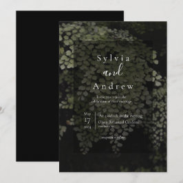 Dark and Moody Ferns Modern Wedite Einladung