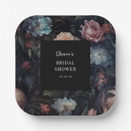 Dark and Moody Floral Gothic Brautparty Pappteller